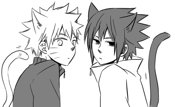 Наруто и Саске неко
