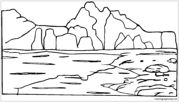 Пейзаж с рекой раскраска для детей