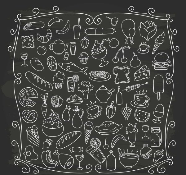 Меловая доска продукты