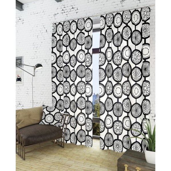 Шторы белые с черным