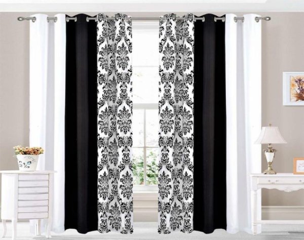 Белый тюль с черными люверсами