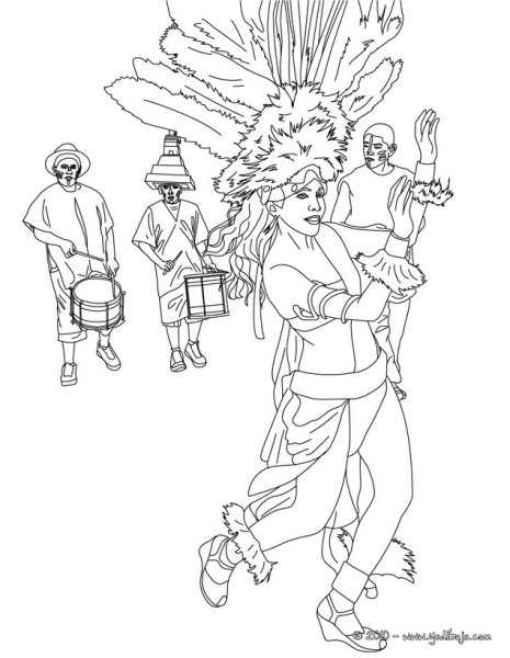 Раскраска бразильский карнавальный костюм