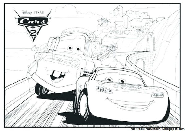 Диноко Тачки раскраска