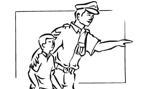 Раскраска на тему полиция и дети