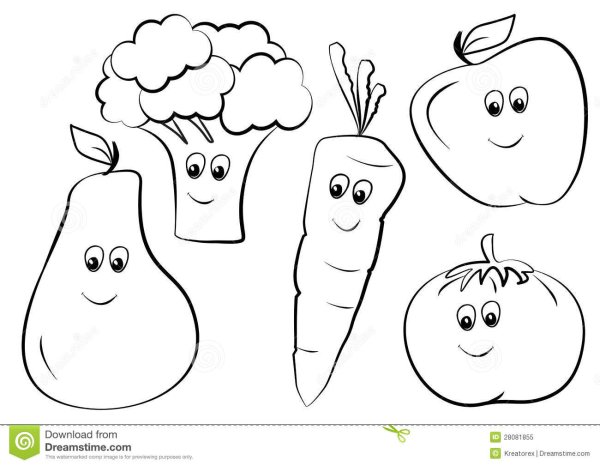 Раскраски витамины для детей в овощах и фруктах