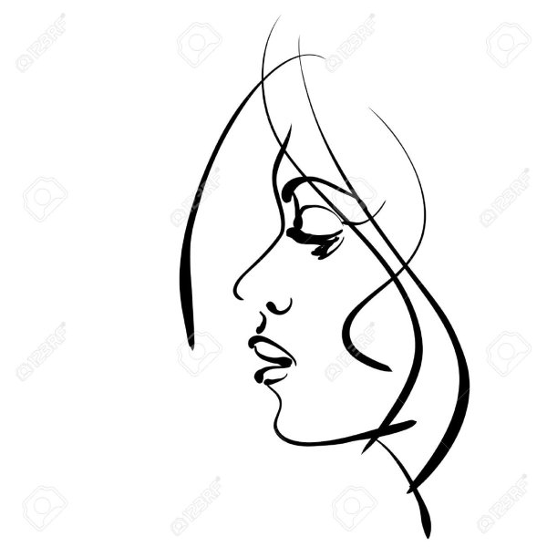 Эскиз женского лица в профиль