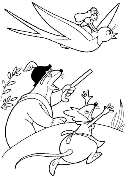 Раскраска Ханс Кристиан Андерсен Дюймовочка