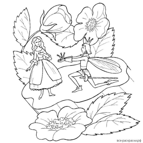 Дюймовочка рисунок карандашом