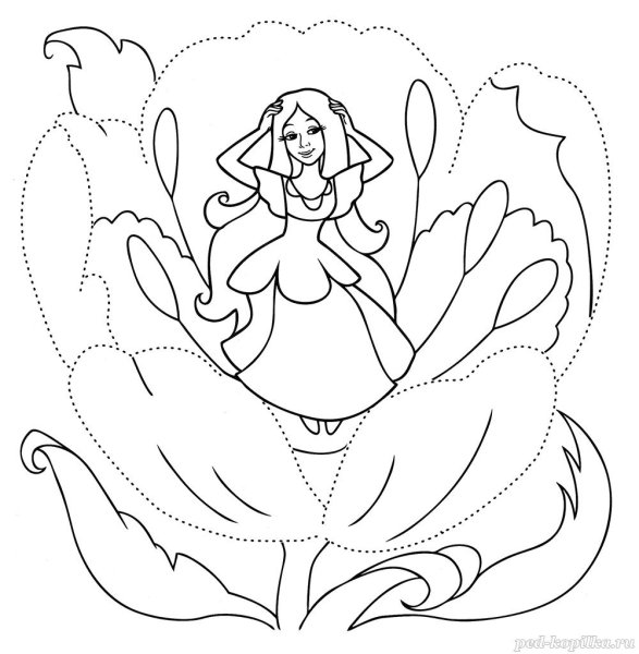 Ганс христиан Андерсен Дюймовочка раскраски