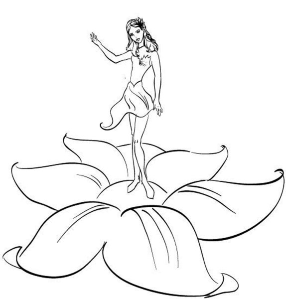 Раскраски для девочек Дюймовочка