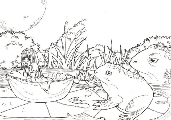 Раскраска Дюймовочка распечатать