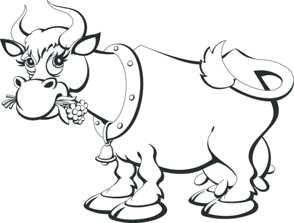 Раскраска корова и бык