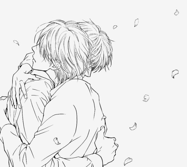 Аниме 2 парня обнимаются