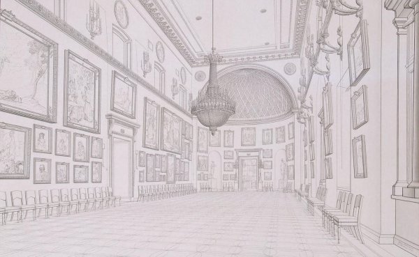 Эскиз интерьера музея
