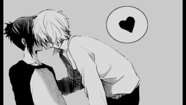 Аниме поцелуй чёрно-белое