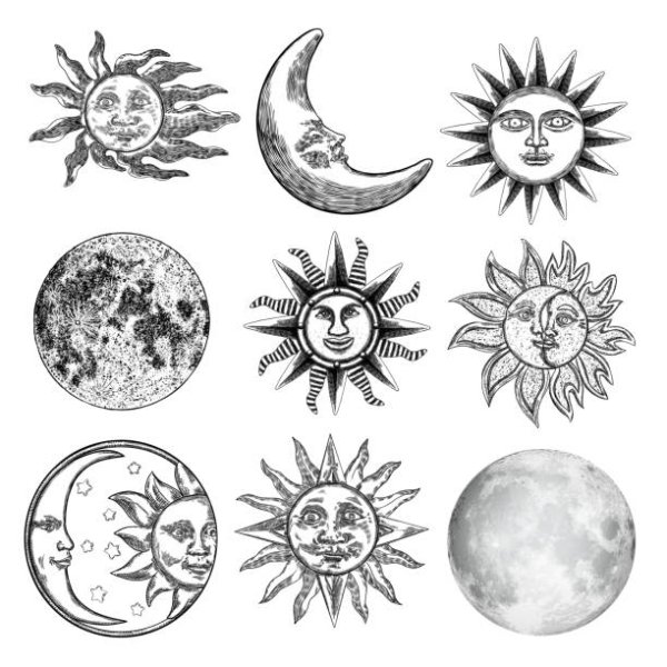 Солнце и Луна эскиз
