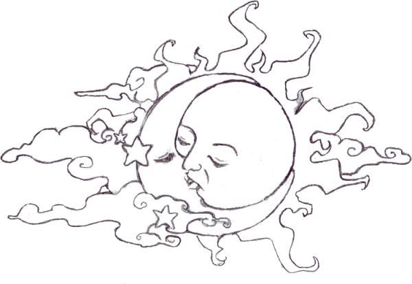 Месяц контурный рисунок