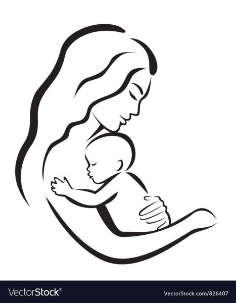 Схематичное изображение матери и ребенка