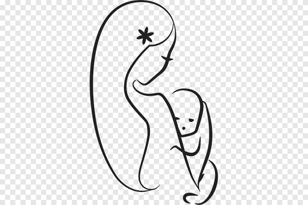 Мать и дитя рисунок контур