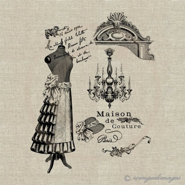 Монохром для декупажа швейное