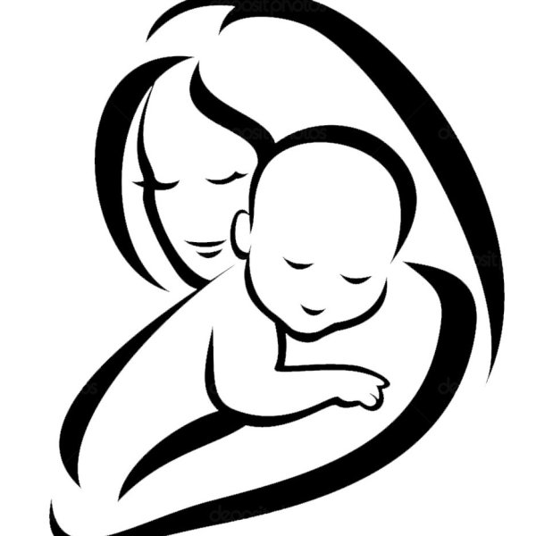 Мама и малыш силуэт