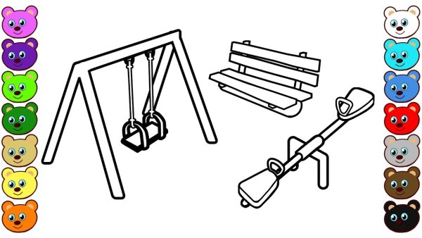 Качели раскраска для детей