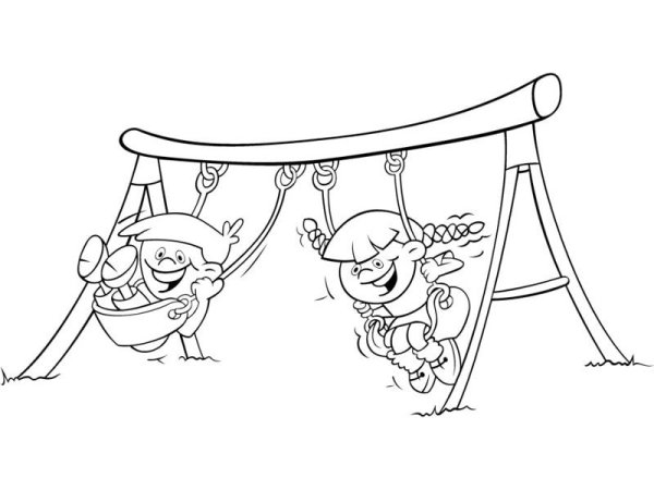 Качели рисунок для детей