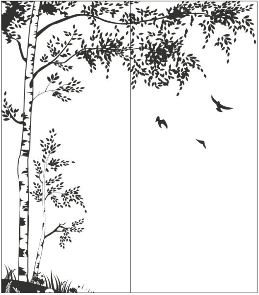 Береза карандашом