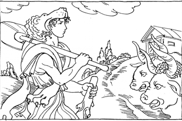 Раскраска Геракл и немейский Лев