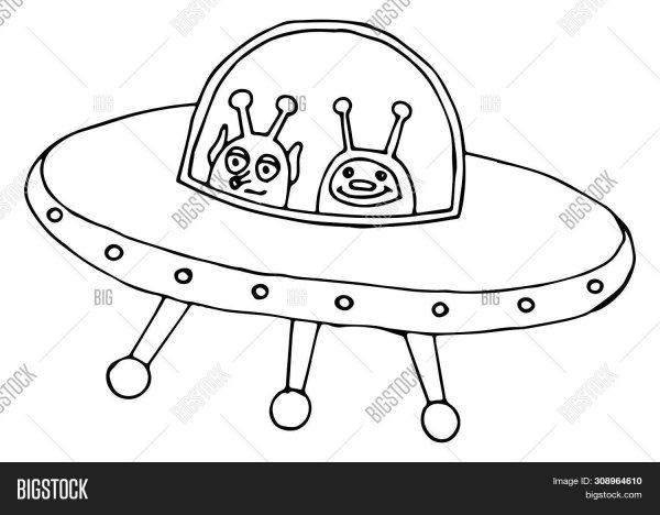Инопланетянин в тарелке раскраска