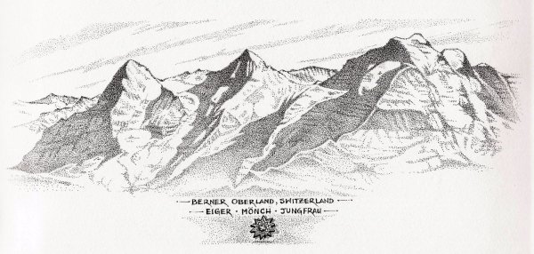 Картина горы Кавказа для выжигания