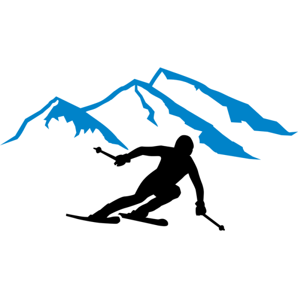 Силуэт лыжника в горах