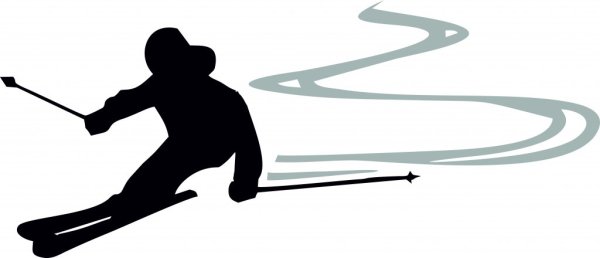 Горные лыжи на белом фоне