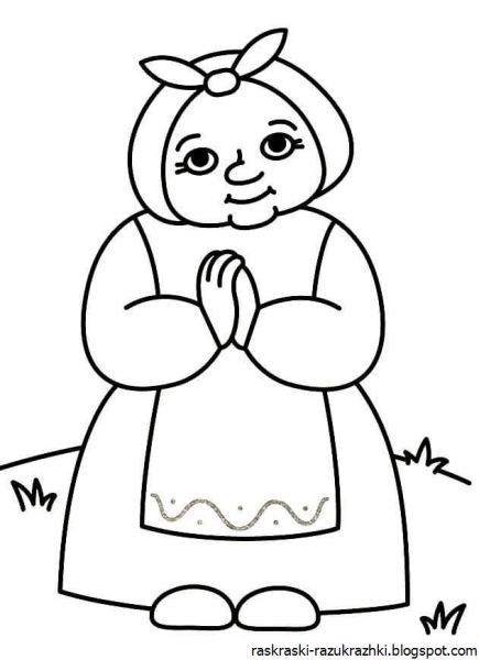 Раскраска лицо бабушки