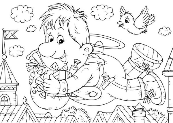 Карлсон с вареньем раскраска