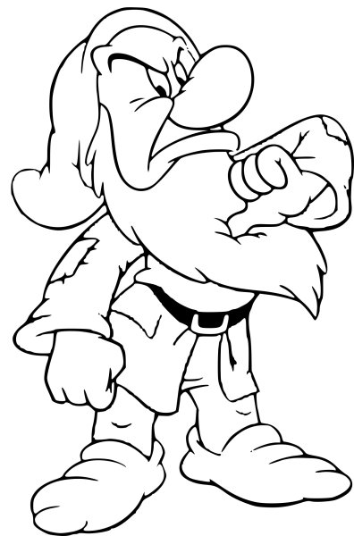 Гном Ворчун из Белоснежки раскраска