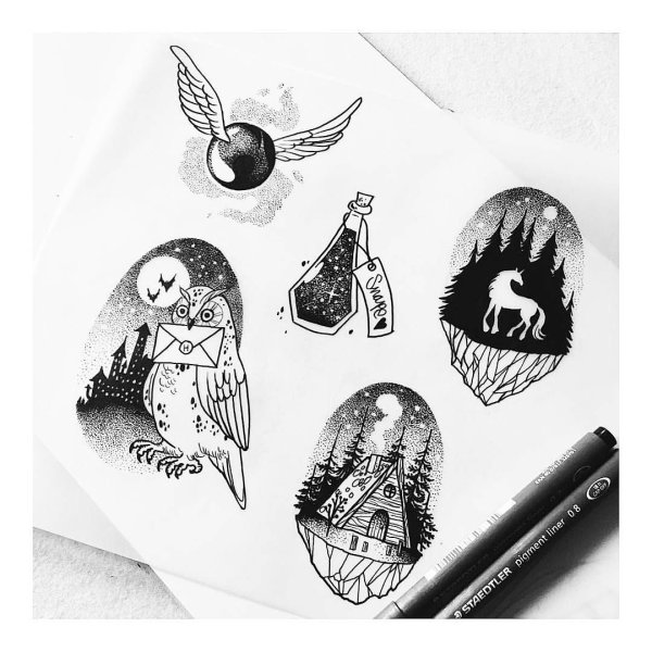 Тату Гарри Поттер миниатюрки