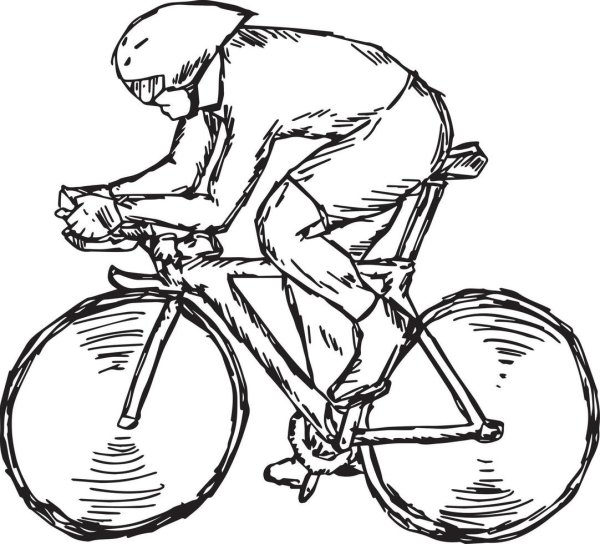 Велосипедист рисунок карандашом