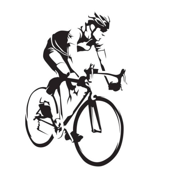 Велосипедист черно белый
