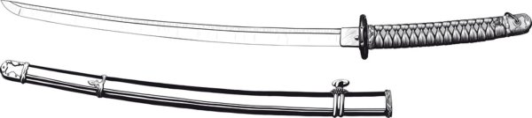 Катана в ножнах эскиз