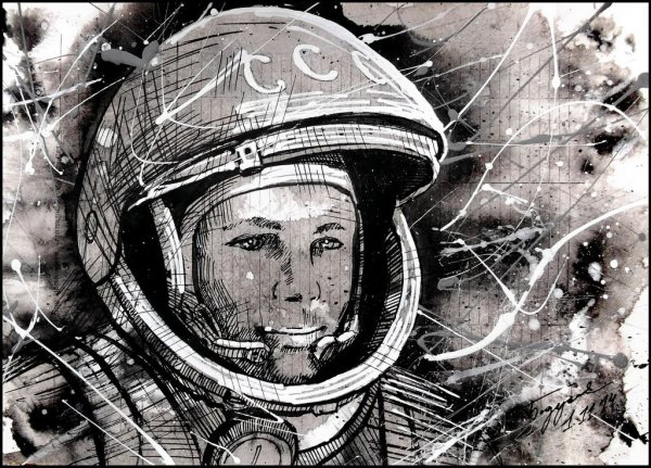 Иллюстрации портрет Юрия Алексеевича Гагарина.