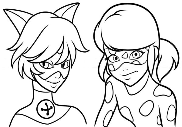 Раскраска леди баг и СУПЕРКОТ