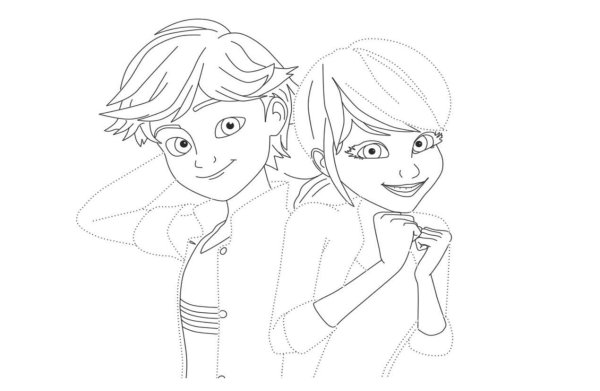 Раскраска леди баг Маринет