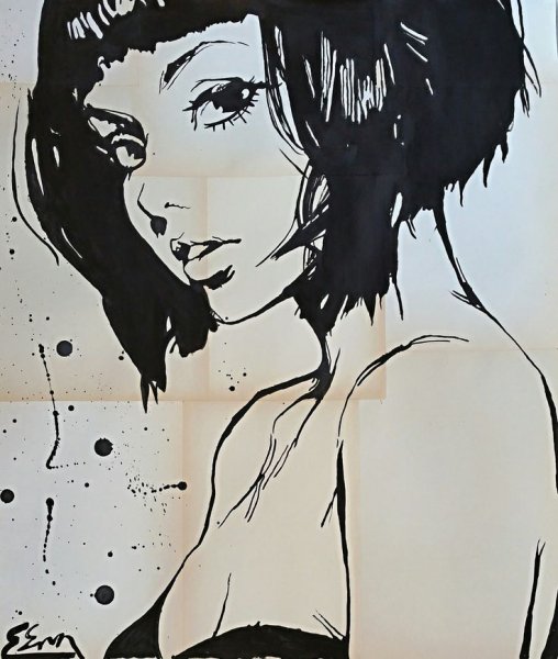 Рисунок мазками черно белый