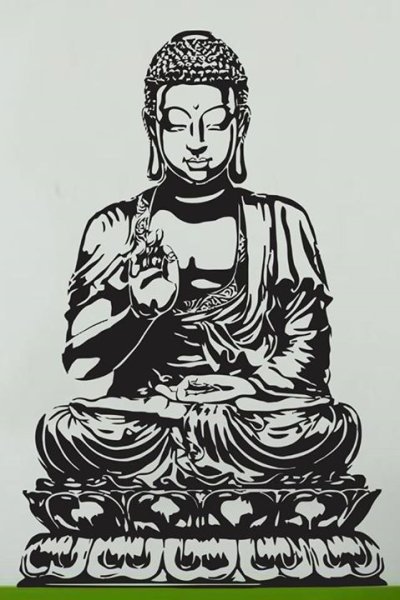Будда Шакьямуни черно-белый