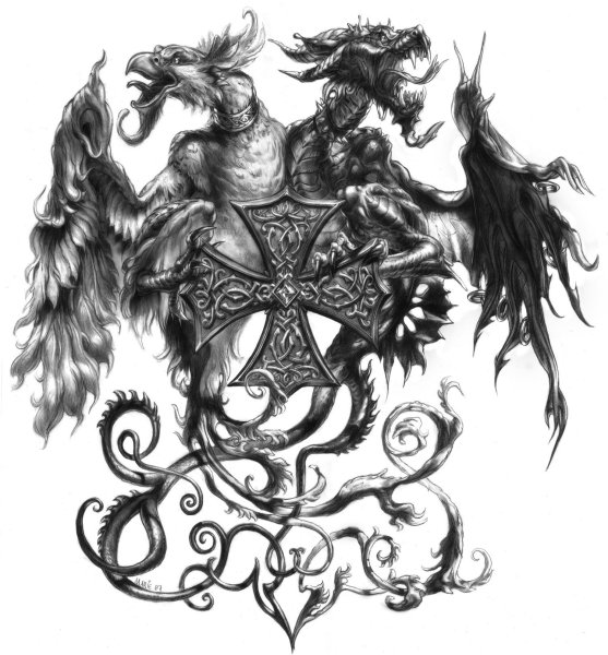 Двухголовый дракон тату
