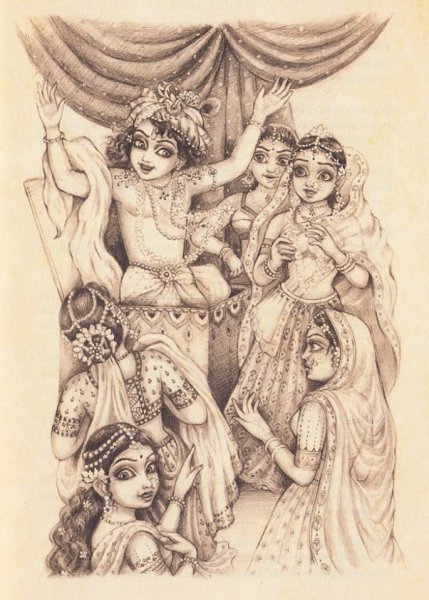 Радха Кришна карандашом