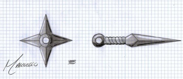 Оружие из Наруто кунай чертёж