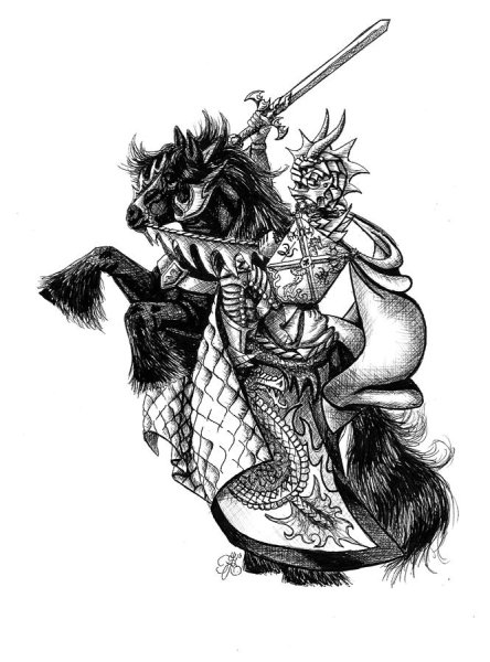 Рыцари ч/б рисунок