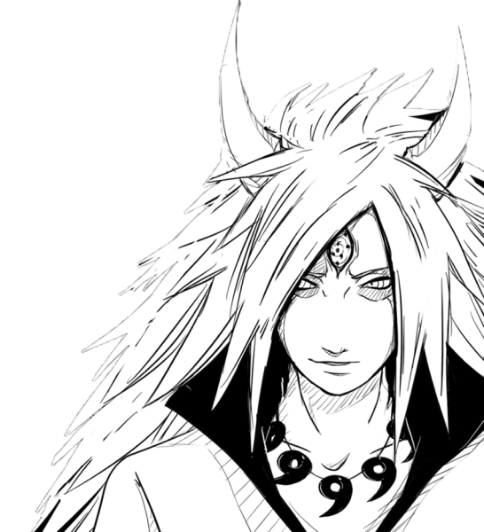 Мадара Учиха черно белый